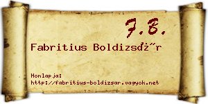 Fabritius Boldizsár névjegykártya